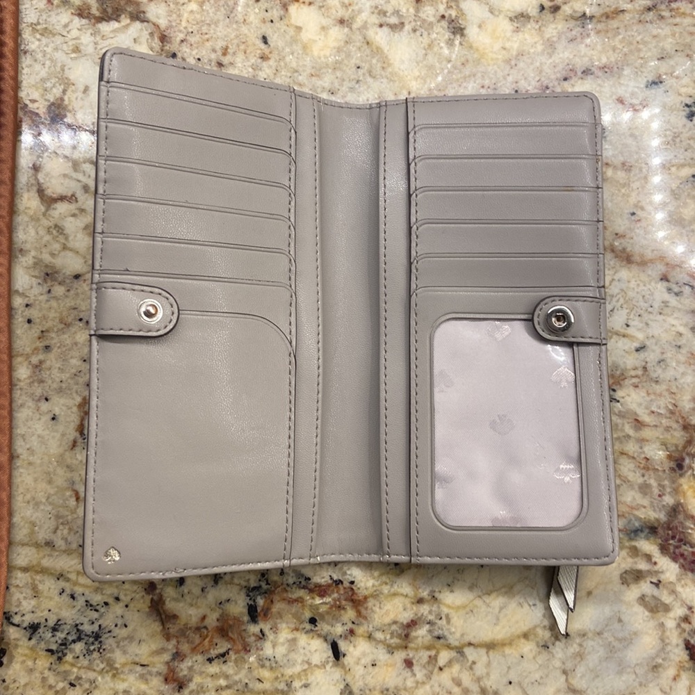 Kate Spade Saffiano Leather Continental Long Wallet White Gray Bifold - Picture 5 of 5